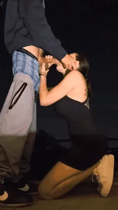 Had to stop during a late night walk PublicBlowjobs